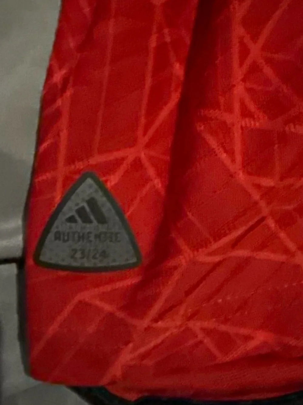 adidas Red Soccer Jersey with Geometric Crest